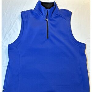IZOD Golf Sleeveless Vest Blue Mens Size M 1/4 Zip‎ Pockets